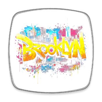 Brooklyn Graffiti Neon City Splash - Viereckiger Kühlschrankmagnet - Weiß - Vorne