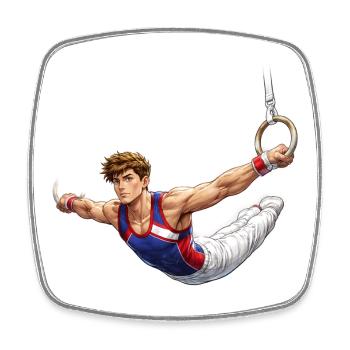 Gymnast at the Ring Iron Cross Illustration - Square fridge magnet - white - Front