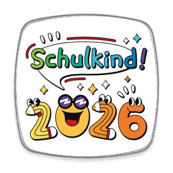 Schoolchild 2026 School Enrollment Back to School Comic - Square fridge magnet - white - Front