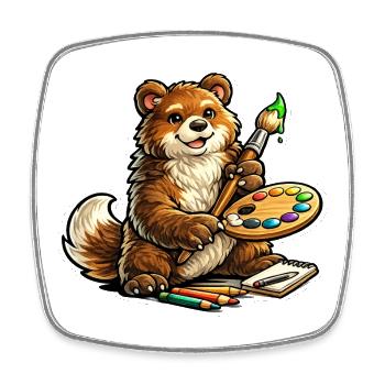 Bear with Color Palette Art - Square fridge magnet - white - Front