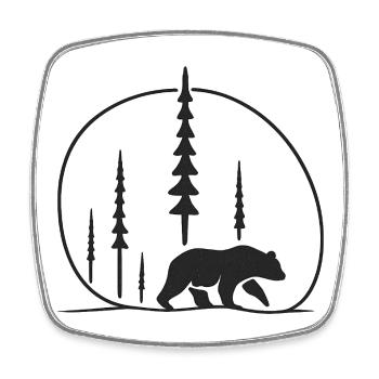 Bear in the forest silhouette nature gift idea friends - Square fridge magnet - white - Front