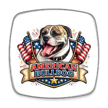 Amerikanischer Bulldog Flaggen-Emblem - Viereckiger Kühlschrankmagnet - Weiß - Vorne