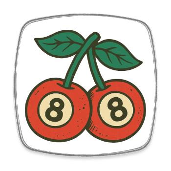 Playful Cherries Duo with Wide Eyes - Square fridge magnet - white - Front