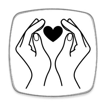 Hands Holding Heart Minimal Line Art Design - Viereckiger Kühlschrankmagnet - Weiß - Vorne