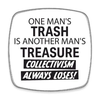 Individual Triumphs Over Collectivism Saying - Square fridge magnet - white - Front