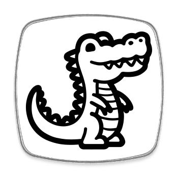 Alligator - Viereckiger Kühlschrankmagnet - Weiß - Vorne
