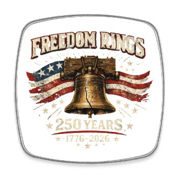 Freedom Rings 250-jähriges Amerika-Jubiläum - Viereckiger Kühlschrankmagnet - Weiß - Vorne