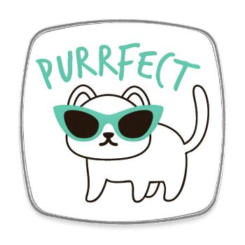 Purrfect Cat – Cool Cat avec des lunettes de soleil - Magnet carré - blanc - Devant