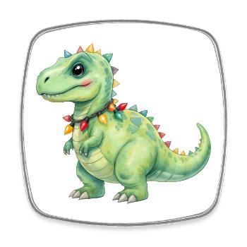 Colorful dinosaur with fairy lights - Square fridge magnet - white - Front
