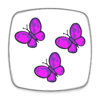 Neon Pink Schmetterlinge Trio - Viereckiger Kühlschrankmagnet - Weiß - Vorne