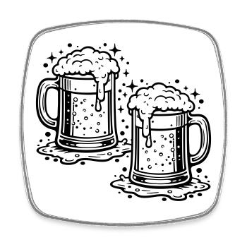 Bière, verre, bière, consommation de bière - Magnet carré - blanc - Devant