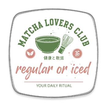Matcha Lovers Club Regelmäßiges oder Eisgekühltes Tagesritual - Viereckiger Kühlschrankmagnet - Weiß - Vorne