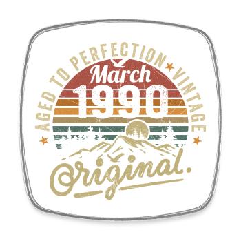 March 1990 - Square fridge magnet - white - Front
