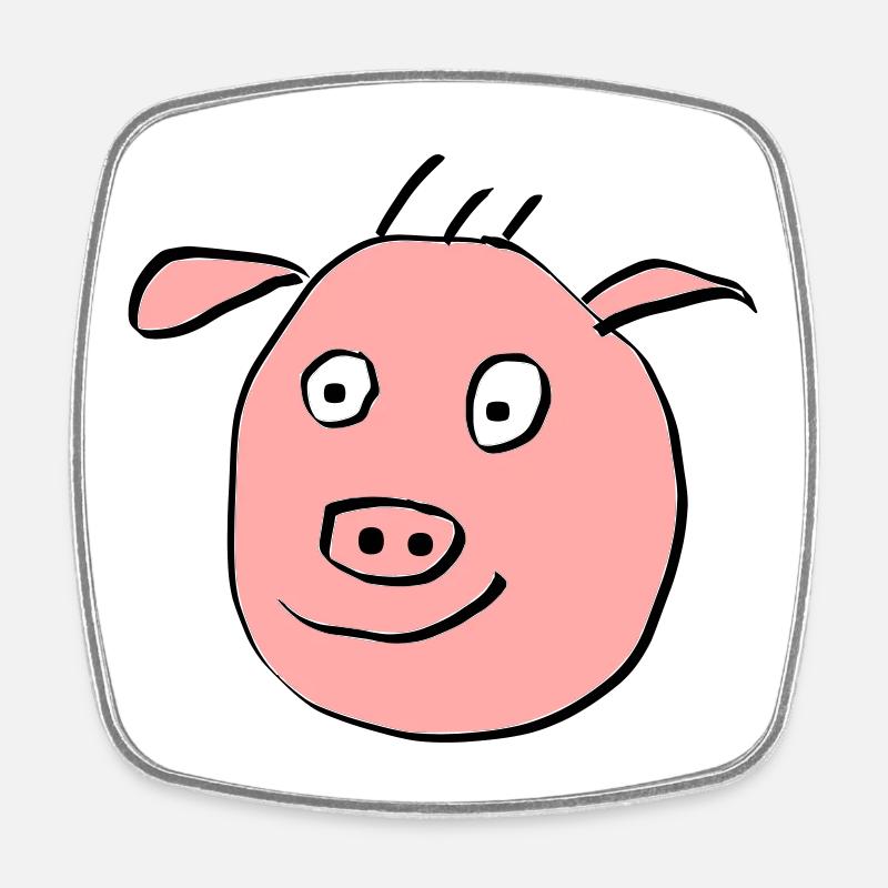 Visage de cochon mignon - Magnet carré - blanc