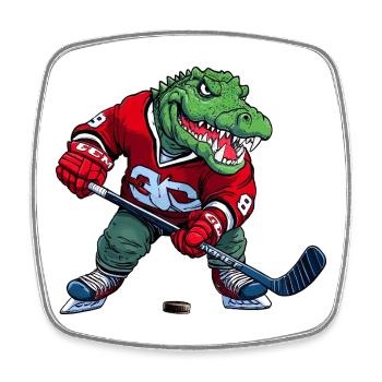 Krokodil Eishockey Alligator - Viereckiger Kühlschrankmagnet - Weiß - Vorne