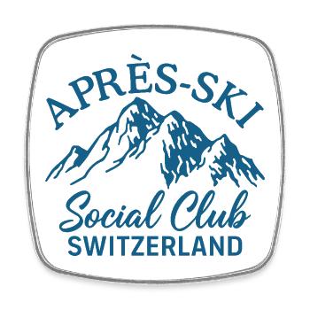 Après Ski Social Club Switzerland Skiing - Square fridge magnet - white - Front