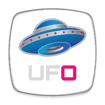 Futuristic Neon UFO - Square fridge magnet - white - Front