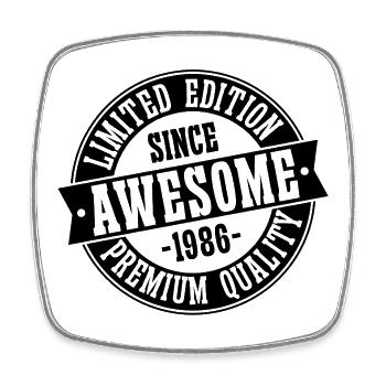 1986 Jahrgang Vintage Geburtstag Geschenk   - Viereckiger Kühlschrankmagnet - Weiß - Vorne