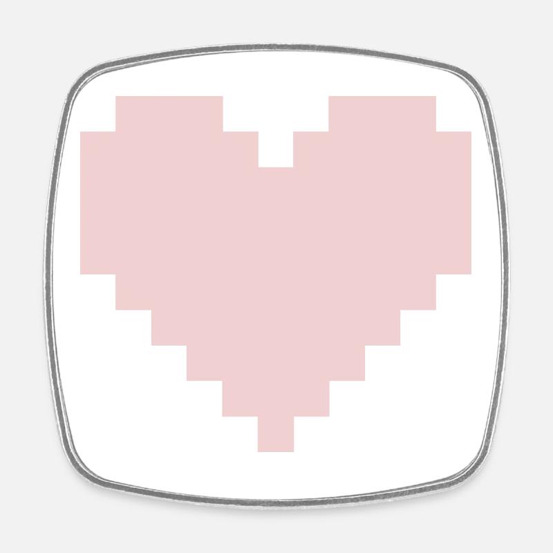 Pixel Pink Heart - Square fridge magnet - white