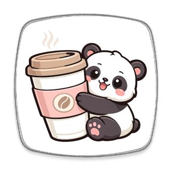 KaffeePanda Cuddly Hero - Square fridge magnet - white - Front