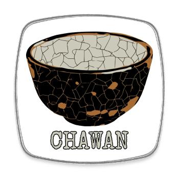 Bol de thé Chawan fissuré - Magnet carré - blanc - Devant