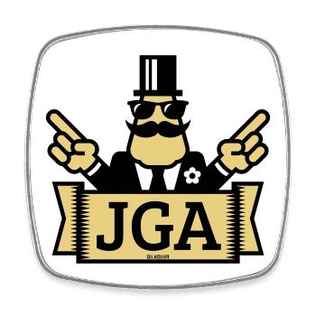 JGA Handzeichen (Junggesellenabschied / 3C) - Viereckiger Kühlschrankmagnet - Weiß - Vorne