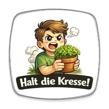 Halt die Kresse lustiges Wortspiel Wortwitz Shirt - Viereckiger Kühlschrankmagnet - Weiß - Vorne