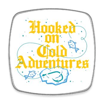 Eisangeln Hooked On Cold Adventures - Viereckiger Kühlschrankmagnet - Weiß - Vorne