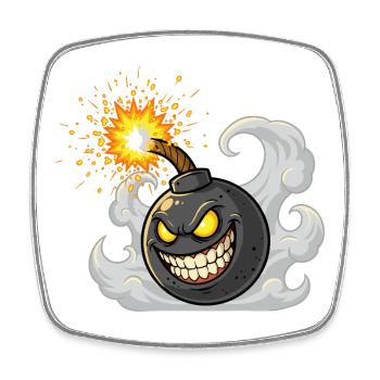 Bombe de dessin animé en colère - Magnet carré - blanc - Devant