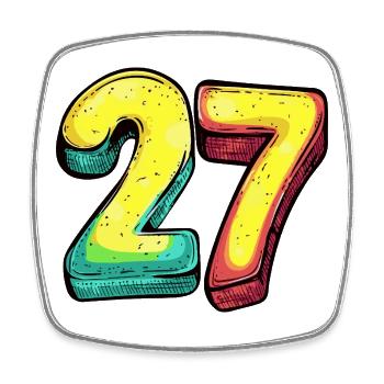 27 Nombre coloré - Magnet carré - blanc - Devant