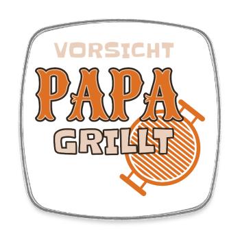 Caution Dad Grills Funny BBQ Outfit - Square fridge magnet - white - Front