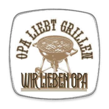 Grandpa Loves Grilling We Love Grandpa Gift - Square fridge magnet - white - Front