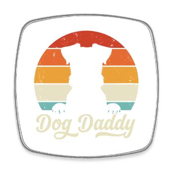Retro-Hund-Papa Vintage-Sonnenuntergang Lustiger Haustier-Papa - Viereckiger Kühlschrankmagnet - Weiß - Vorne