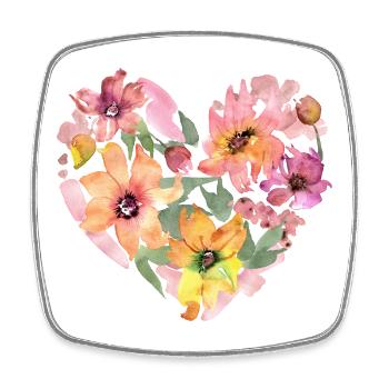 Floral Heart - Viereckiger Kühlschrankmagnet - Weiß - Vorne