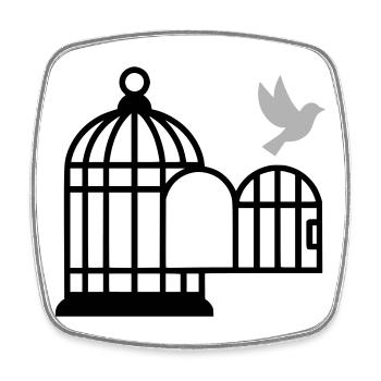 Vogelkäfig offen Freiheit - Viereckiger Kühlschrankmagnet - Weiß - Vorne