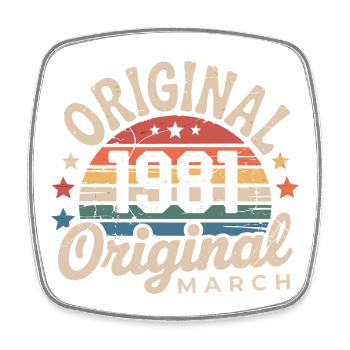 Anniversaire Mars 1981 Édition Limitée Retro March - Magnet carré - blanc - Devant