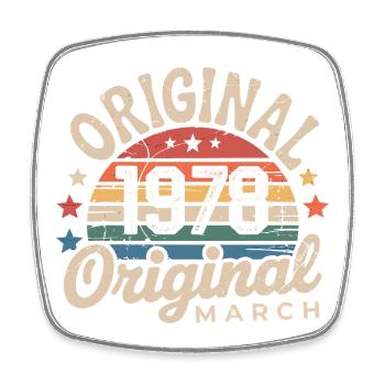 Birthday March 1978 Limited Edition Retro March - Square fridge magnet - white - Front