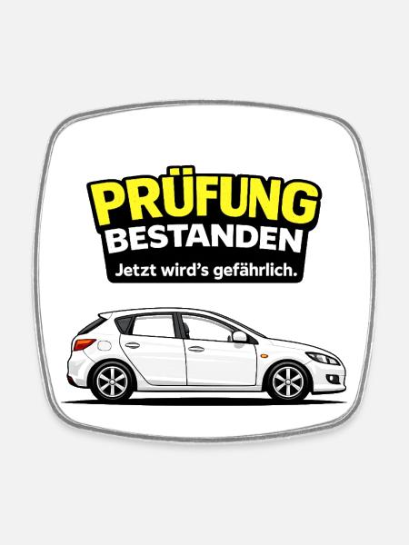 Prüfung bestanden – Jetzt wird’s gefährlich - Square fridge magnet - white
