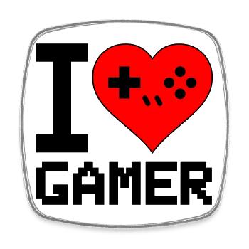 Herz mit Game-Controller Silhouette - Viereckiger Kühlschrankmagnet - Weiß - Vorne