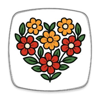 Herz aus Blumen Muster - Viereckiger Kühlschrankmagnet - Weiß - Vorne
