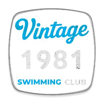 Année 1981 – Année de naissance rétro du club de natation - Magnet carré - blanc - Devant