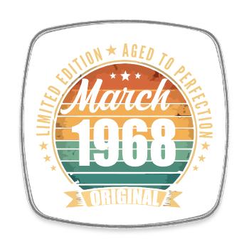 March 1968 Limited Edition Retro March 1968 - Square fridge magnet - white - Front
