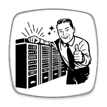 Retro IT-Admin lächelt – Vintage Tech Support - Viereckiger Kühlschrankmagnet - Weiß - Vorne