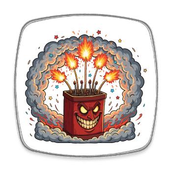 Grimmiger Feuerkasten Knallknaller - Viereckiger Kühlschrankmagnet - Weiß - Vorne