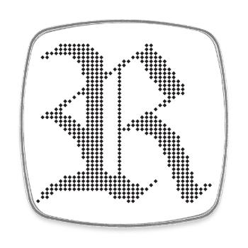 Typographic R Gothic Letter Design - Square fridge magnet - white - Front