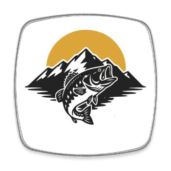 Fishing Bar Lakes Mountain River - Square fridge magnet - white - Front