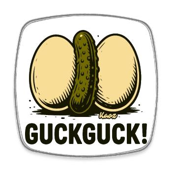 Two hard-boiled eggs with a cucumber - Square fridge magnet - white - Front
