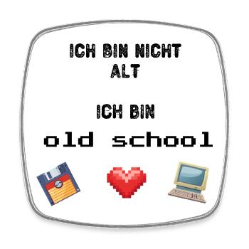 Old School - Viereckiger Kühlschrankmagnet - Weiß - Vorne
