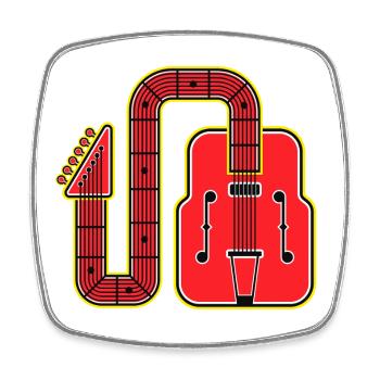 Red Abstract Shape Retro-Gitarre - Viereckiger Kühlschrankmagnet - Weiß - Vorne