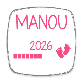 Manou en 2026 Cadeau Annonce Future Grand-Mère - Magnet carré - blanc - Devant